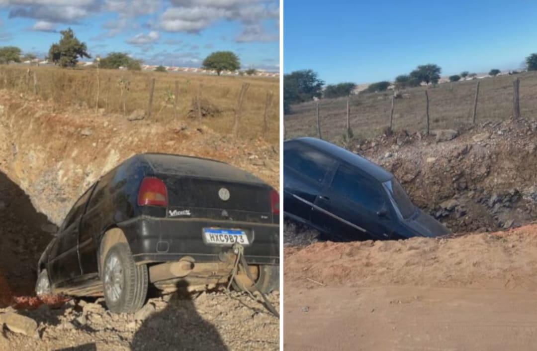 Motorista perde controle de veículo e acaba caindo em valeta a estrada do Mocozeiro