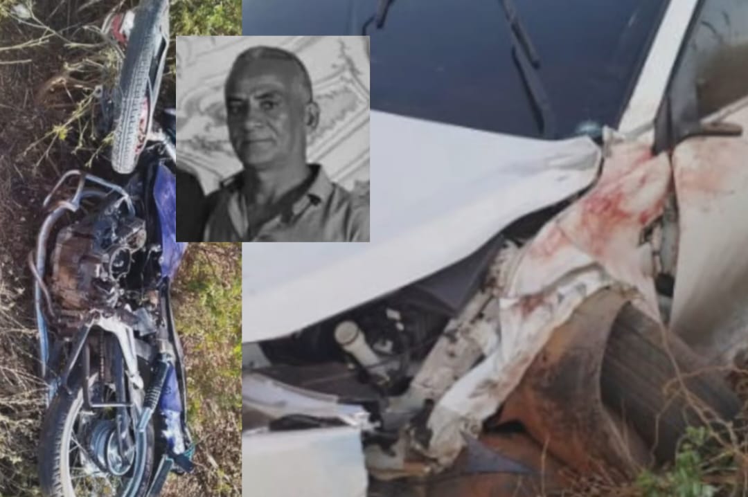 Impacto violentíssimo entre carro e moto resulta em morte instantânea de motociclista