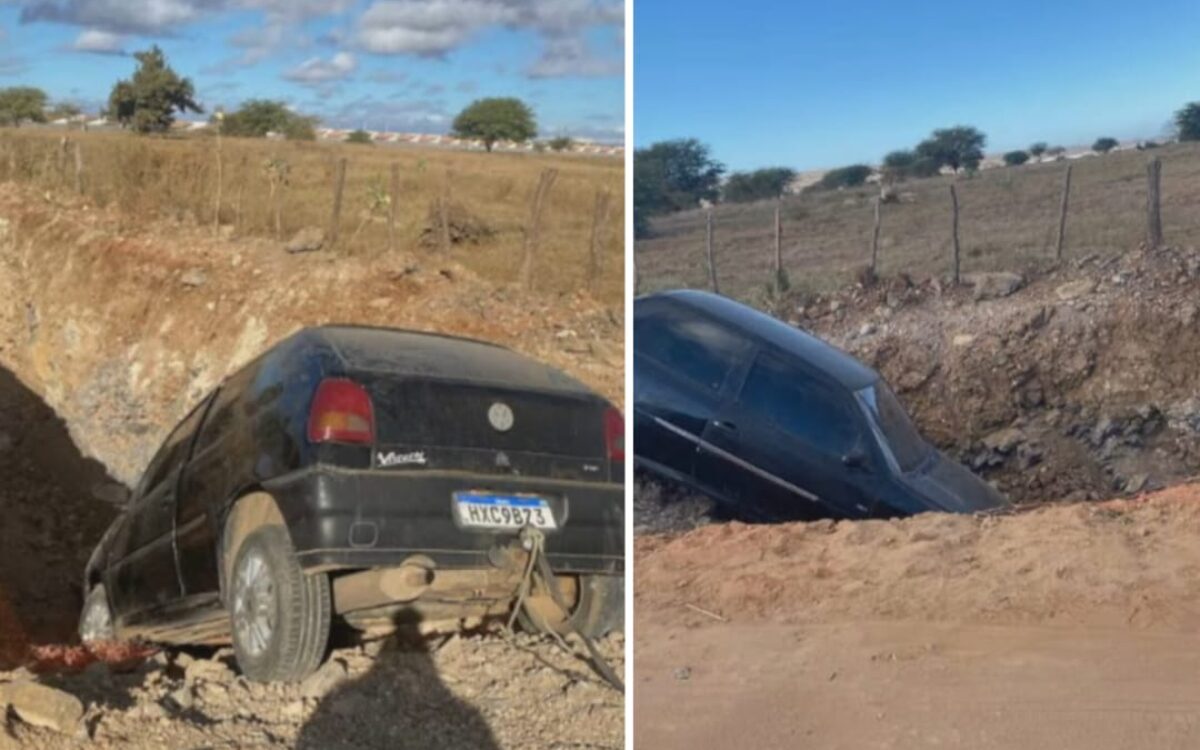 Motorista perde controle de veículo e acaba caindo em valeta a estrada do Mocozeiro